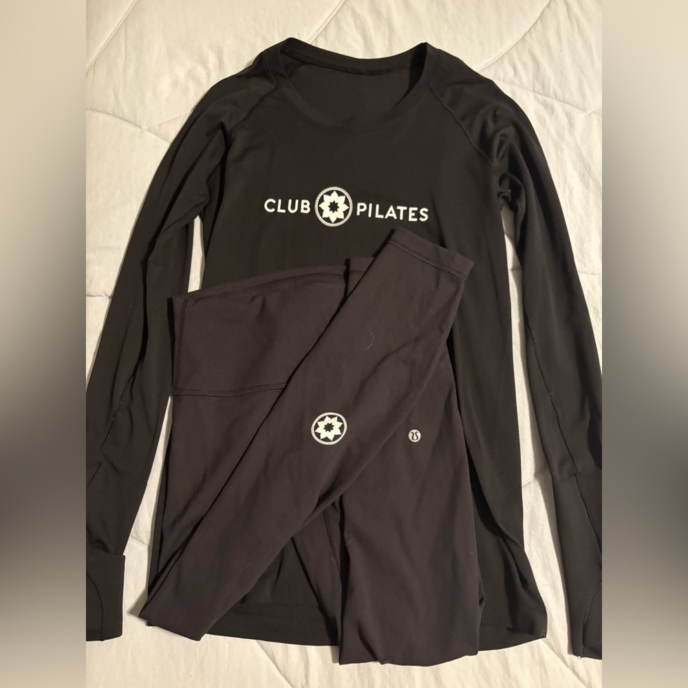 Lululemon x Club Pilates Black Long Sleeve Top and Leggings Set